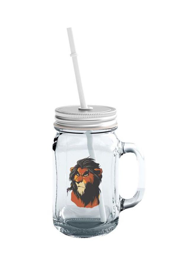 LOUD UNIVERSE Mufasa Evil Printed Mason Jar With Lid And Straw Clear/Silver/Brown  - Image 1