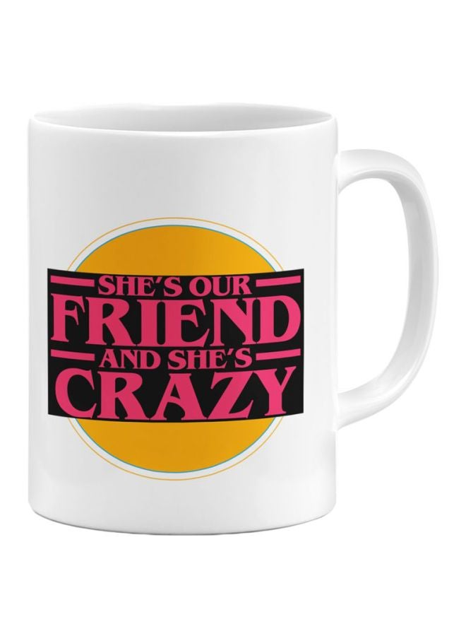 LOUD UNIVERSE Our Friend Dustin Printed Ceramic Coffee Mug White/Yellow/Pink 