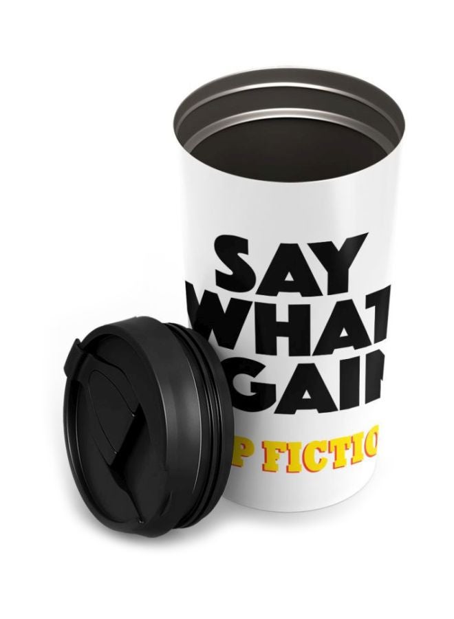 LOUD UNIVERSE What Pulp Fiction Printed Travel Tumbler With Acrylic Lid White/Black/Yellow  - Image 2