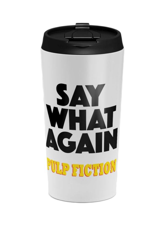 LOUD UNIVERSE What Pulp Fiction Printed Travel Tumbler With Acrylic Lid White/Black/Yellow  - Image 1
