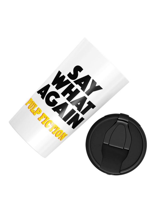 LOUD UNIVERSE What Pulp Fiction Printed Travel Tumbler With Acrylic Lid White/Black/Yellow  - Image 3