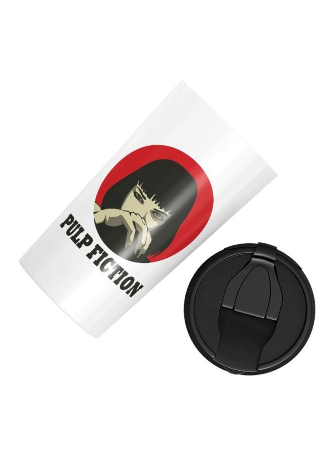 LOUD UNIVERSE Mia Wallace Of Pulp Fiction Printed Travel Tumbler With Acrylic Lid White/Black/Red - Image 3