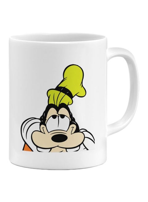 Bored Dog Goofy Printed Ceramic Coffee Mug White/Brown/Green