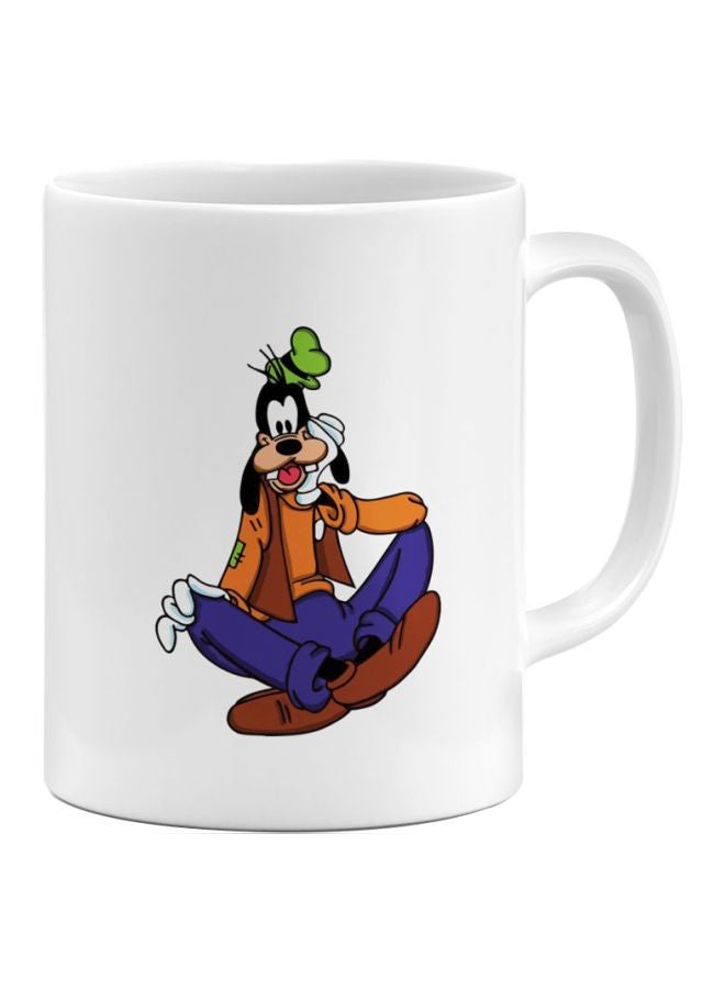 LOUD UNIVERSE Goofy Goofy Cartoon Printed Ceramic Coffee Mug White/Blue/Brown 