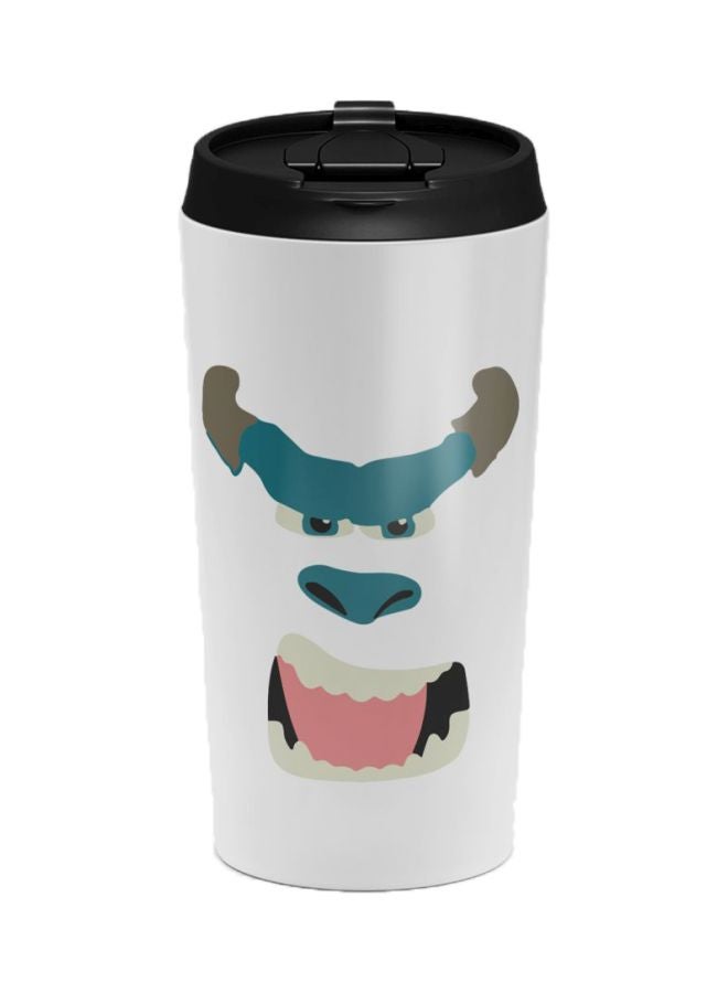 LOUD UNIVERSE Sully Face Printed Stainless Steel Travel Tumbler With Acrylic Lid White/Green/Brown 