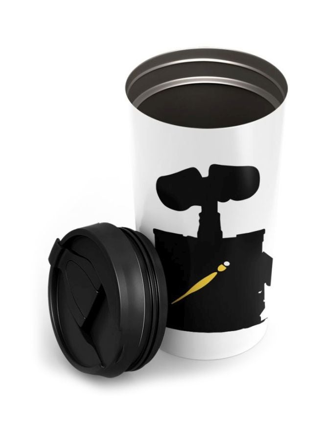 LOUD UNIVERSE Wall E Impression Printed Stainless Steel Travel Tumbler With Acrylic Lid White/Black  - Image 2