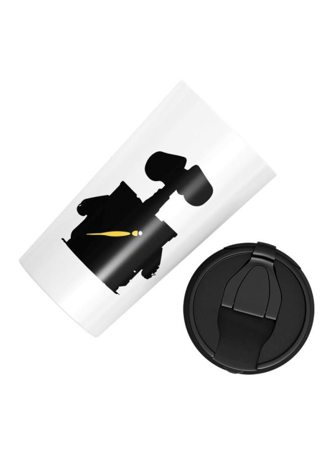 LOUD UNIVERSE Wall E Impression Printed Stainless Steel Travel Tumbler With Acrylic Lid White/Black  - Image 3