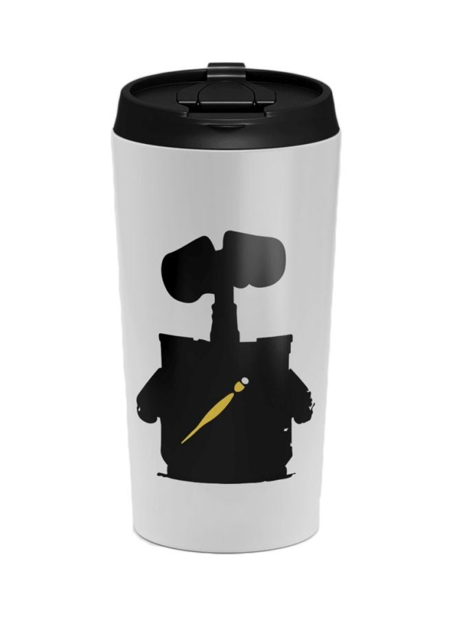 LOUD UNIVERSE Wall E Impression Printed Stainless Steel Travel Tumbler With Acrylic Lid White/Black  - Image 1