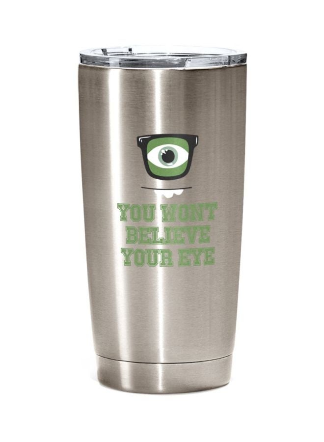 LOUD UNIVERSE Mike Wazowski Quote Printed Tumbler With Lid Silver/Green 