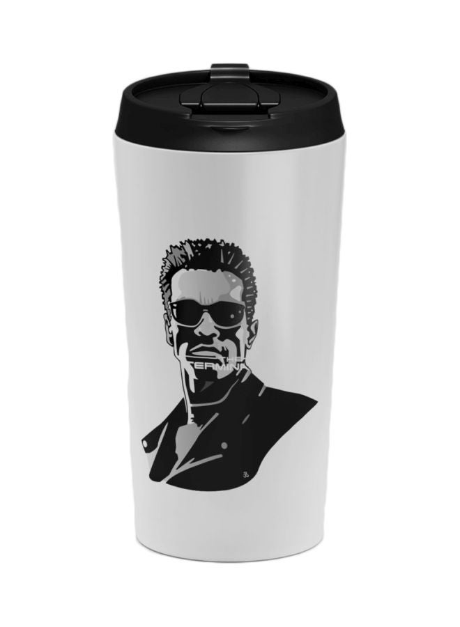 LOUD UNIVERSE Grey Arnold Face Printed Tumbler With Lid White/Black  - Image 1