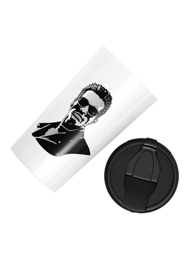 LOUD UNIVERSE Grey Arnold Face Printed Tumbler With Lid White/Black  - Image 3