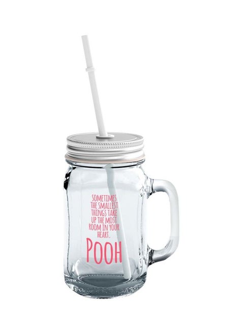 Printed Mason Jar With Copo De Vidro Jateadoe Transparent Com Canudo Clear/Pink