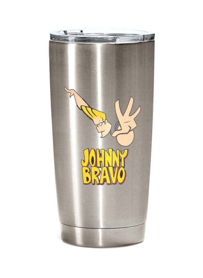 LOUD UNIVERSE Classic Johny Bravo Printed Tumbler With Lid Silver/Yellow  - Image 1
