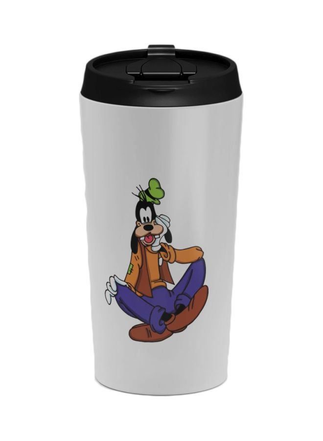 LOUD UNIVERSE Goofie Goofy Cartoon Printed Tumbler With Lid White/Purple/Black  - Image 1