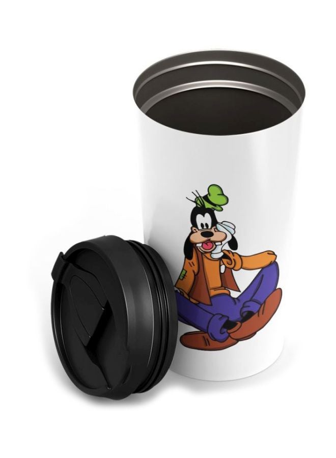 LOUD UNIVERSE Goofie Goofy Cartoon Printed Tumbler With Lid White/Purple/Black  - Image 2
