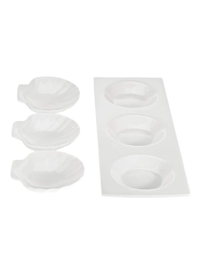 4-Piece Oceana Appetizer Plate Set White