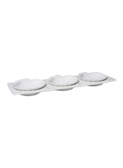4-Piece Oceana Appetizer Plate Set White