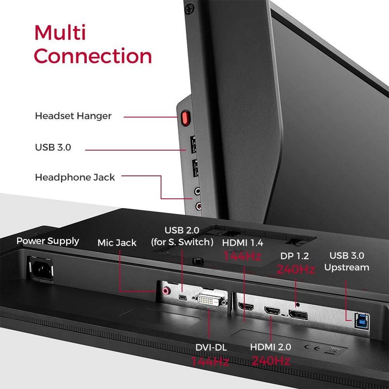 BenQ - ZOWIE XL2546 TN LCD Full HD 1920 x 1080, e-Sports Gaming Monitor, 240Hz, 2x HDMI, DVI- DL, Headphone/Microphone Jack, Flicker Free 24.5inch Black - Image 1