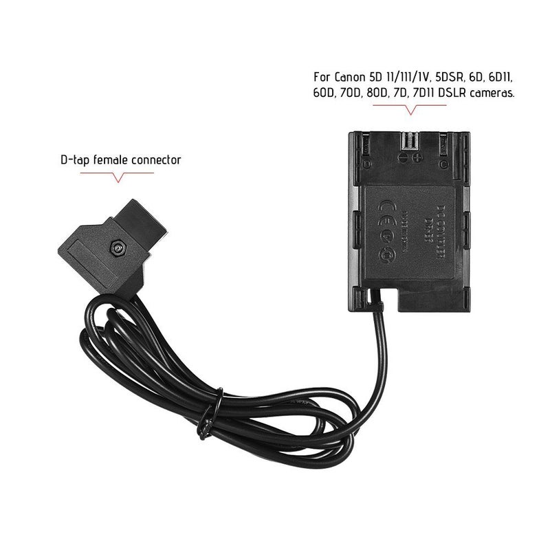 ANDOER - D-Tap To LP-E6 Fully Decoded Dummy Battery Adapter For Canon 5D II/III/IV/5DSR/6D /6DII/60D/70D/80D/7D/7DII Black - Image 1