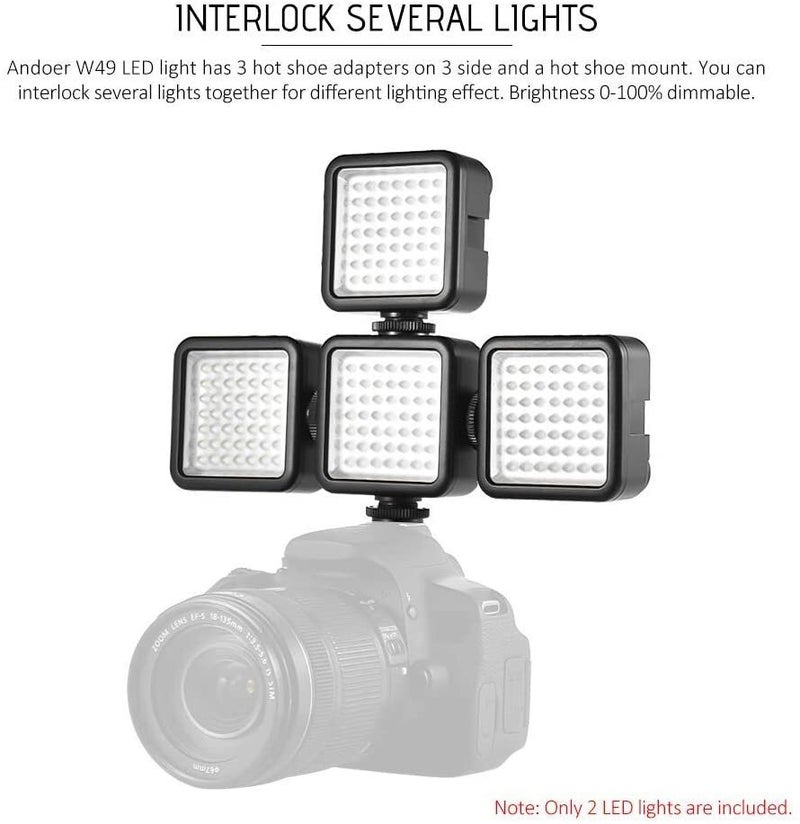 أندوير طقم مصباح لوحي LED صغير للكاميرا مكون من قطعتين أسود/ أبيض - Image 3