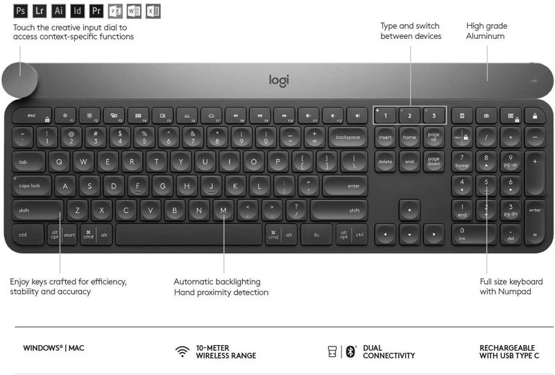 Logitech - Craft Wireless Keyboard Black - Image 1