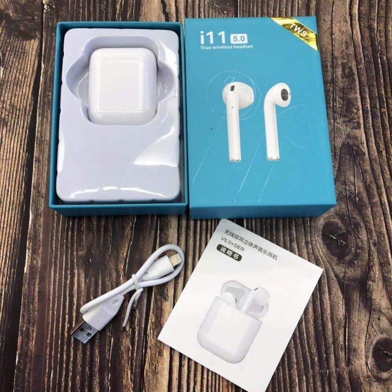 TWS - i11 Bluetooth In-Ear Earphones With Mic And Charging Case White/Blue - Image 1