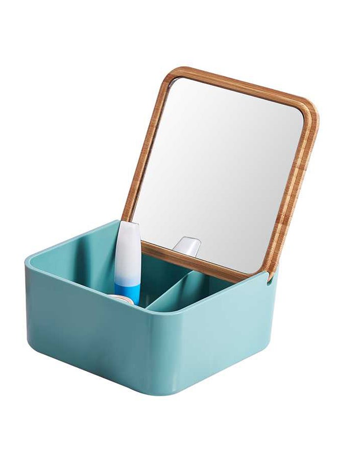 Apple Abrasives Make Up Cosmetic Organizer Storage With Mirror Portable Dust Proof Blue 14cm  - Image 1