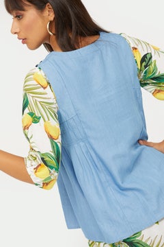 BlueAge Sleeveless Blouse With Embroidery Blue  - Image 2