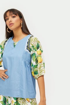 BlueAge Sleeveless Blouse With Embroidery Blue  - Image 1