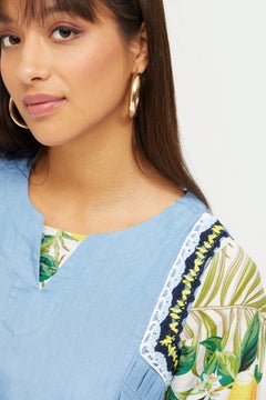 BlueAge Sleeveless Blouse With Embroidery Blue  - Image 3
