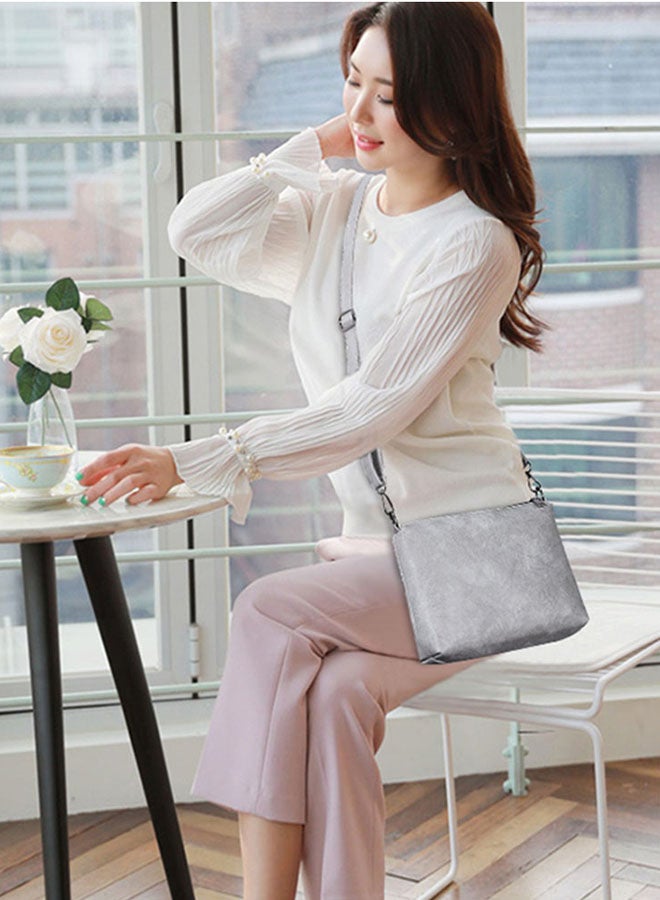 4-Piece Double Zipper Bags Grey  - Image 5