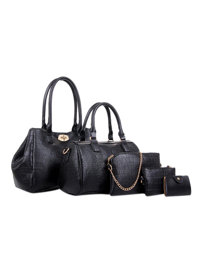 5-Piece Crocodile Pattern Bags Black  - Image 1
