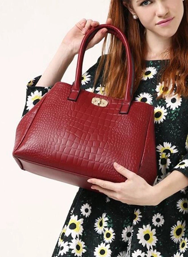 5-Piece Crocodile Pattern Bags Red  - Image 2
