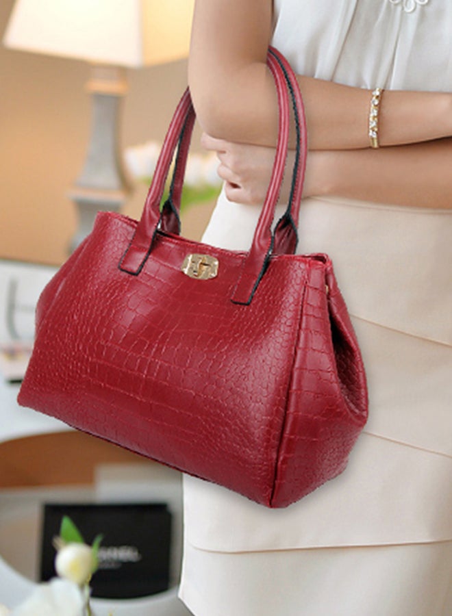 5-Piece Crocodile Pattern Bags Red  - Image 3