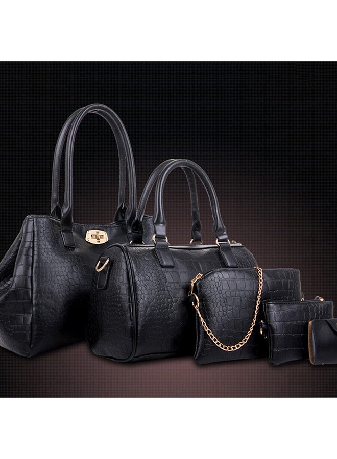 5-Piece Crocodile Pattern Bags Black  - Image 2