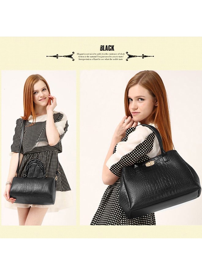 5-Piece Crocodile Pattern Bags Black  - Image 3