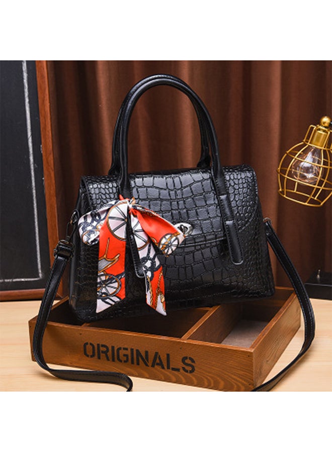 Crocodile Pattern Diagonal Handbag Black  - Image 2