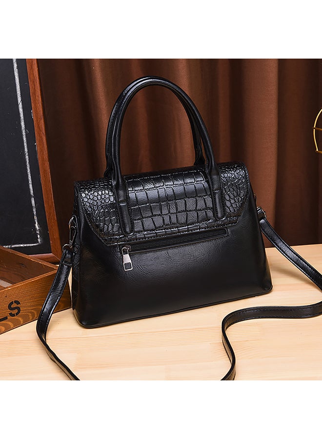 Crocodile Pattern Diagonal Handbag Black  - Image 3