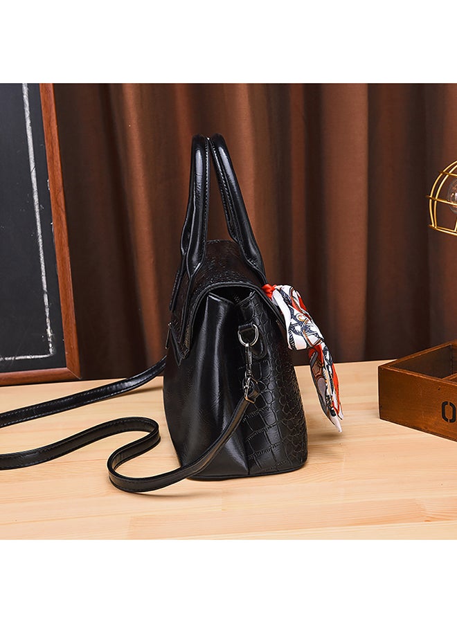 Crocodile Pattern Diagonal Handbag Black  - Image 4