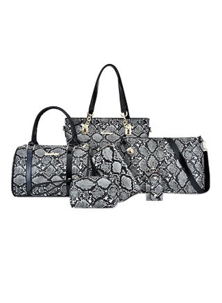 6-Piece European And American Style Snake Print Bag Set Black - v1603965154/N41024404A_1