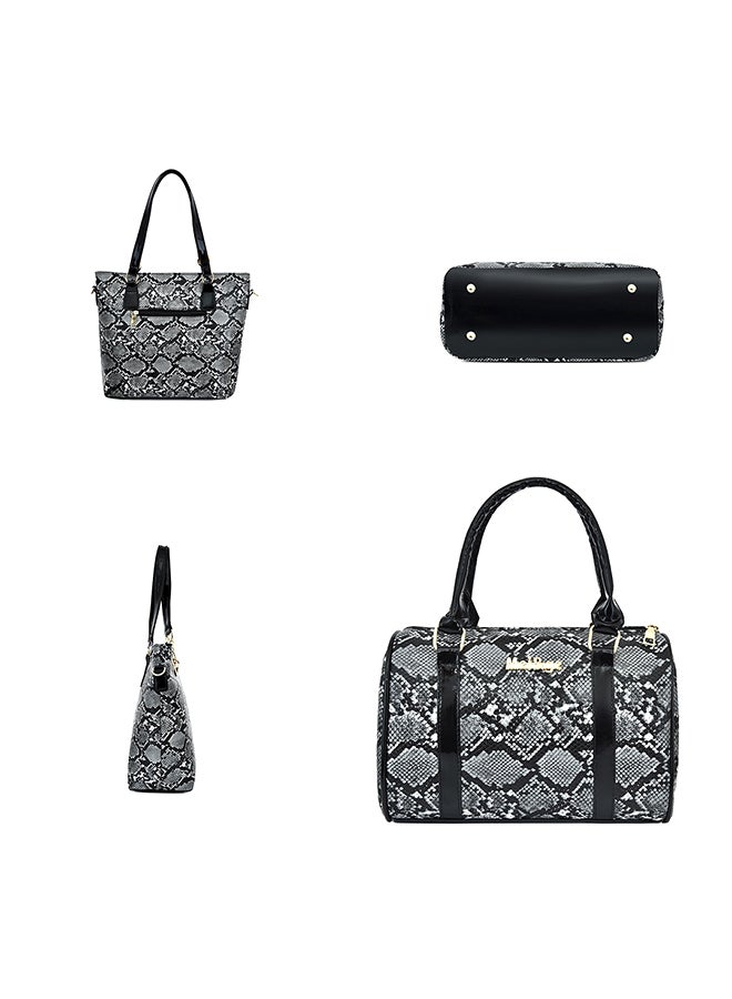 6-Piece European And American Style Snake Print Bag Set Black  - Image 2