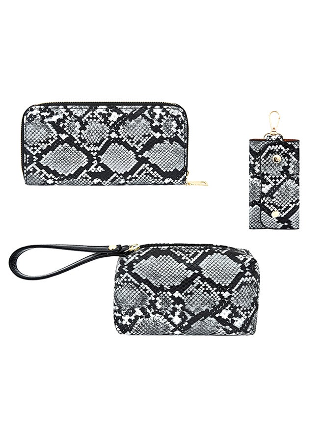 6-Piece European And American Style Snake Print Bag Set Black  - Image 3