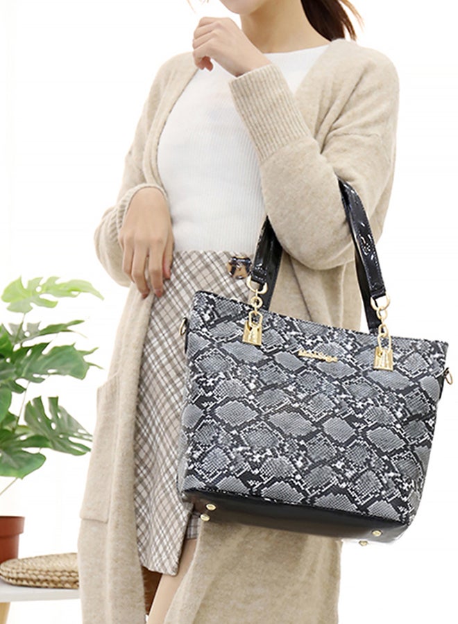 6-Piece European And American Style Snake Print Bag Set Black  - Image 4