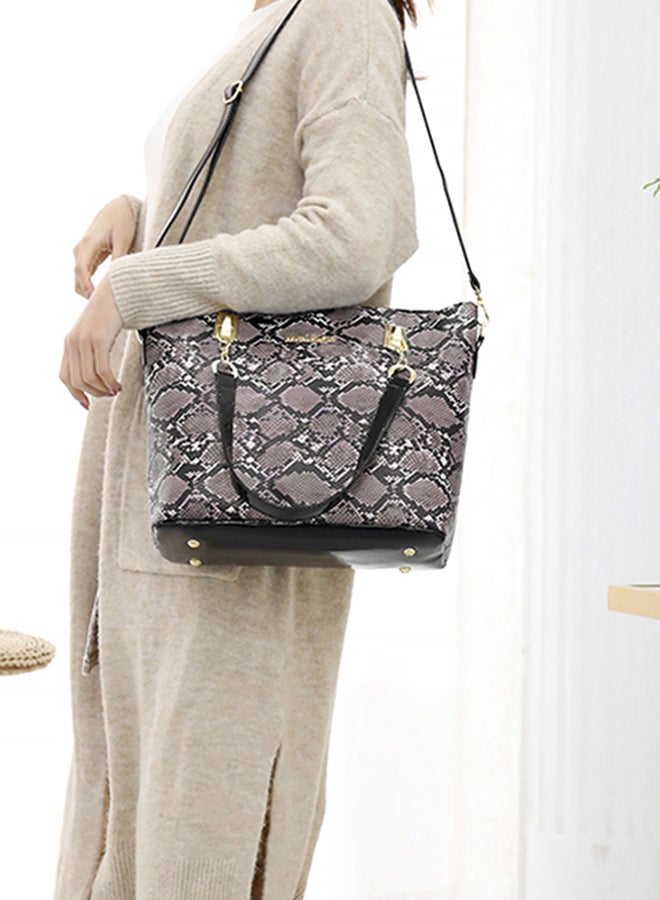 6-Piece European And American Style Snake Print Bag Set Brown  - Image 4