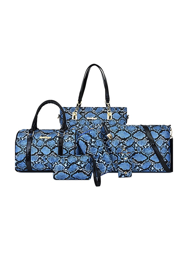 6-Piece European And American Style Snake Print Bag Set Blue  - Image 1