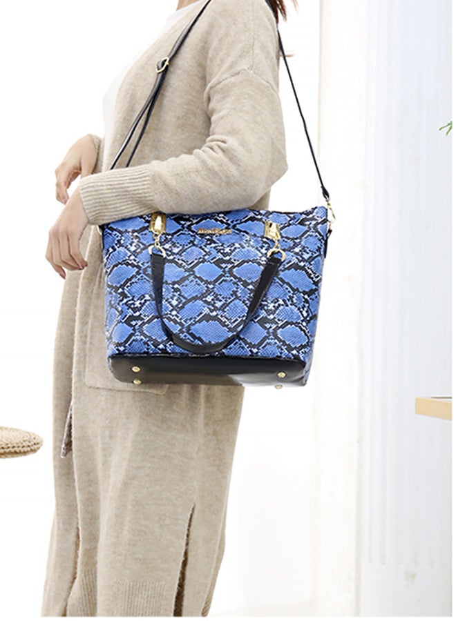 6-Piece European And American Style Snake Print Bag Set Blue  - Image 5