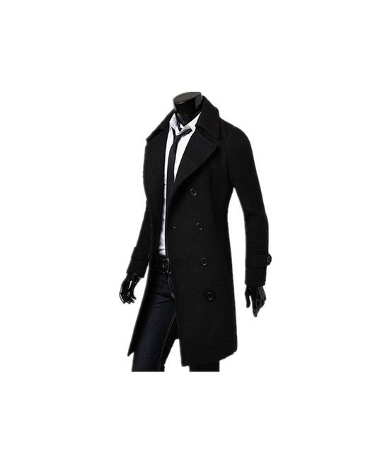 Long Sleeve Double Breasted Trench Coat Black - Image 1