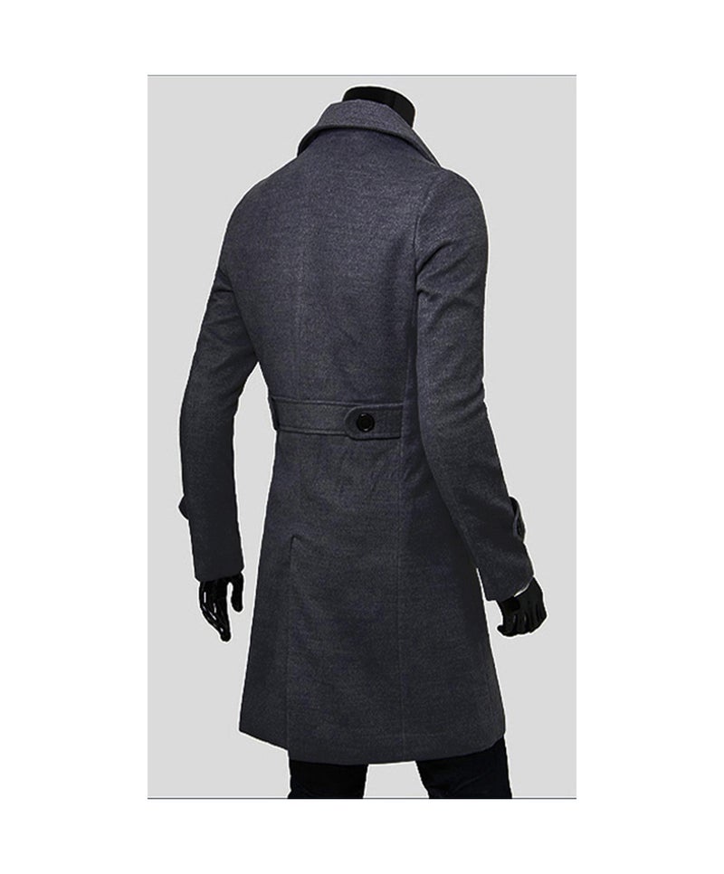 Long Sleeve Double Breasted Trench Coat Grey - Image 2