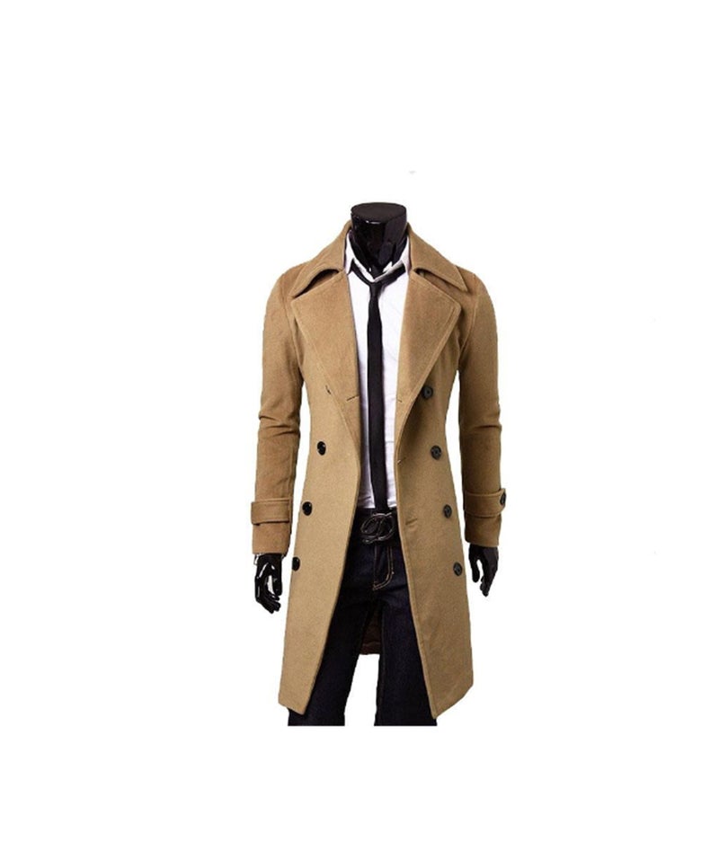 Long Sleeve Double Breasted Trench Coat Khaki - Image 1
