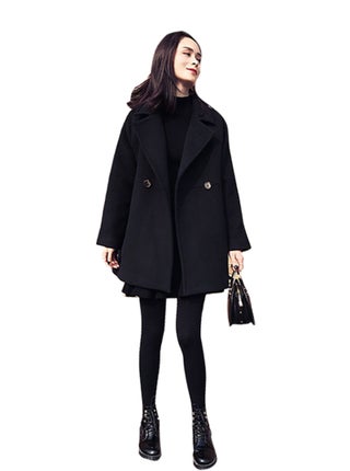 Winter Loose Fit Lapel One Button Coat Black - v1603965704/N36978832V_1